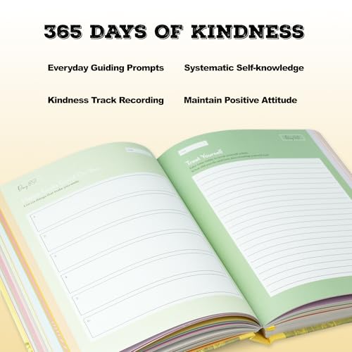 365 Day Kindness Journal, Daily Prompts Guided Notebook for Self Discovery Thoughtful Diary