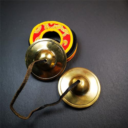 Tibetan Tingsha Bell Set - Tibetan Cymbals - for Sound Healing, Yoga, Meditation, and Mindfulness,Handmade in Nepal,Made of Brass,Plain Pattern,6.5cm/2.6 inch - color: 2-Brass-Plain-6.5cm