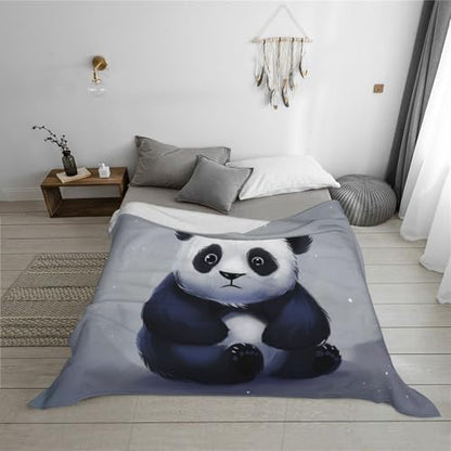 Panda Prints Throw Blanket (320g Flannel) Anti-Pilling Warm Fuzzy Blankets for Bed Sofa Couch Travel 40x30 Inch - color: Panda, size: 40x30 Inch