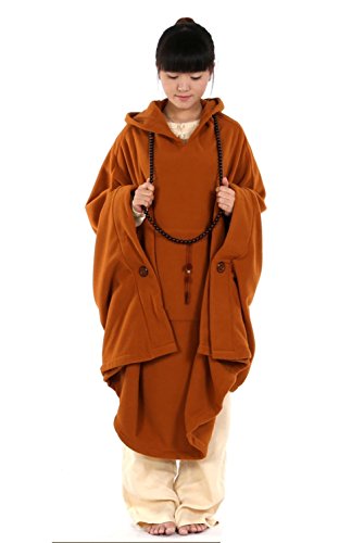 Meditation Buddhist Hooded Cloak Coat Women Men Outfit Oversize Coat - color: Orange, size: Large