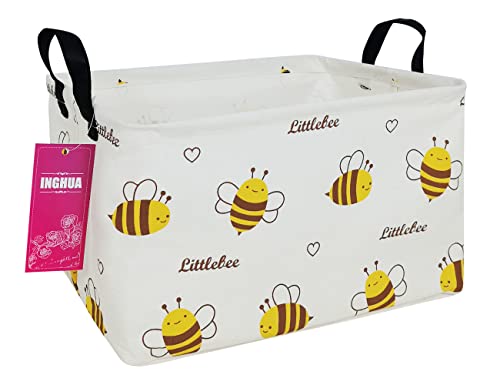 Rectangular Storage Basket Fabric Organizer Bin for Toys,Books,Clothes,Gifts,Pets-Perfect for Home,Office,Nursery,Dorm,Shelf(Rec-Bee ) - color: Rec-Bee