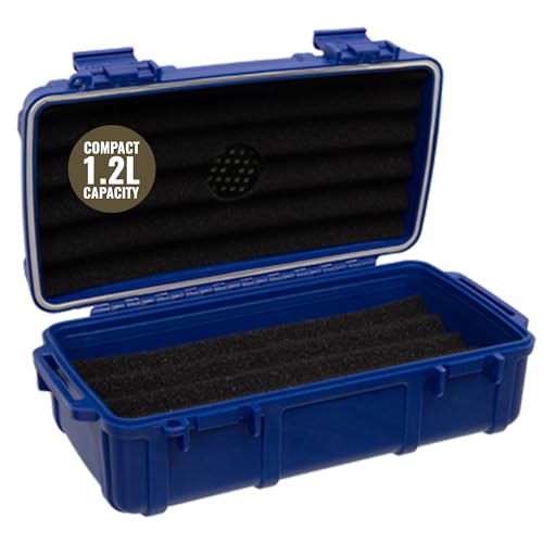 Waterproof Storage Case 1.2 L Capacity – Heavy-Duty Gear Box with Foam, Carabiner & Lanyard – Crushproof, Airtight Outdoor Container for Camping, Hiking, Fishing - color: Navy Blue