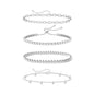 Zeffy Gold Pearl Beaded Bracelet for Women, 14K Gold Plated Jewelry Set With Paperclip Link Chain, Trendy Stack Bracelets - style: 4PCS Silver Tennis Pearl Beaded Stackable Bracelets