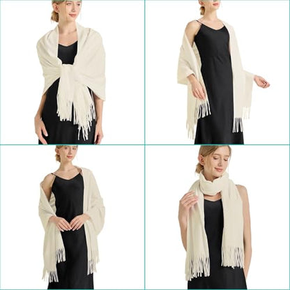Ciormis Pashmina Scarf for Women, Soft Pashminas Shawls and Wraps for Evening Dresses, Wedding Bride Bridesmaid Shawls Scarf - color: C# Cream