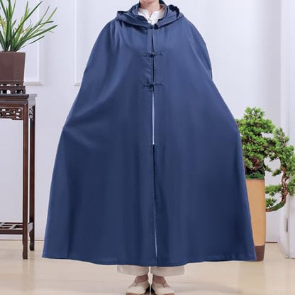 Meditation Buddhist Hooded Cloak Coat,Meditation Cloak Unisex Summer Spring and Autumn Clothes Monk - color: Blue, size: Large