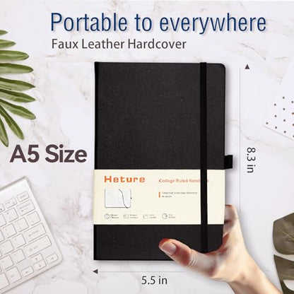Heture Hardcover Notebooks, A5 Lined Journals Notebook for Writing 160 Pages, 8.2 x 5.5 inch, Classic Ruled Notebooks for College/Work/Travel (Lined-1 Pack, Black) - color: Black, style: Lined-1 Pack
