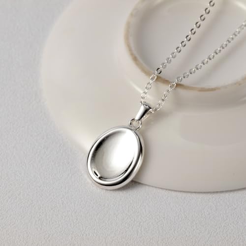 B BBPM Worry Stone Necklace Silver Necklace for Women Fidget Jewelry Anxiety Relief Peaceful Thumb Pendant Necklace Meditation Relaxation Stress Relief Gift for Women