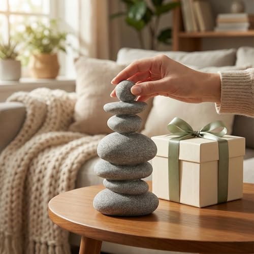 DECHOUS Japanese Zen Stacked Rocks Decor Faux Zen Garden Stone Sculpture for Garden, Meditation, Indoor Outdoor Small Rock Figurines