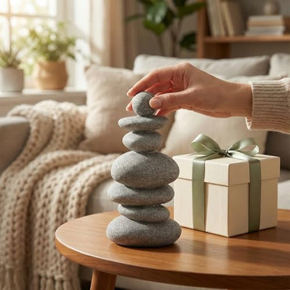 DECHOUS Japanese Zen Stacked Rocks Decor Faux Zen Garden Stone Sculpture for Garden, Meditation, Indoor Outdoor Small Rock Figurines