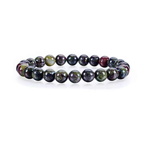 Cherry Tree Collection Gemstone Beaded Stretch Bracelet 8mm Round Beads 7" - color: Dragon Blood Jasper