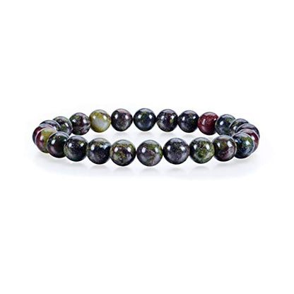 Cherry Tree Collection Gemstone Beaded Stretch Bracelet 8mm Round Beads 7" - color: Dragon Blood Jasper
