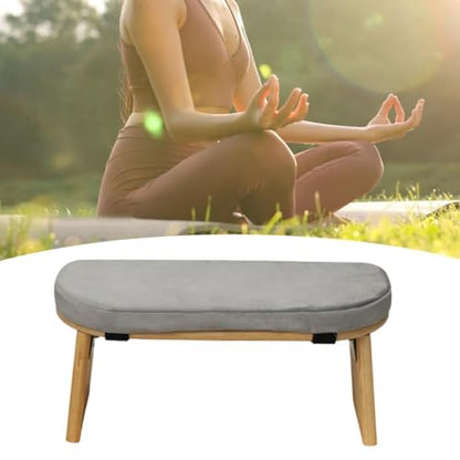 Meditation Bench Prayer Bench Removable Ergonomic Foldable Bamboo Kneeling Stool Stool for Office Bedroom Tea Ceremony(Light Grey)