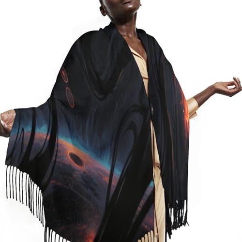 Blacklight Seven Chakra Yoga Meditation Tassel Scarves Winter Scarf for Women Soft Lightweight Shawl Fashion Large Scarves for Daily Wear