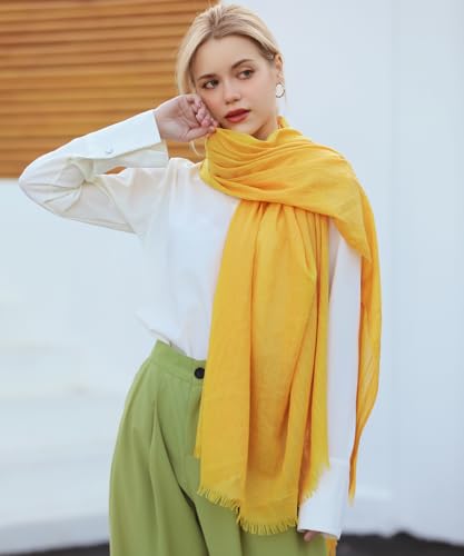 Harewom Lightweight Gauze Linen Feeling Shawl Wraps for Women Beach Summer Scarf for Evening Wedding Dresses - color: Shawl Wraps - Yellow