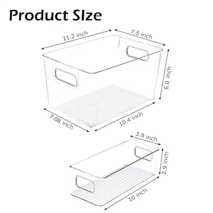 Clear Plastic Storage Bins 8 Pack - Pantry Organizers and Storage, Fridge Organizer Containers for Kitchen, Cabinet, Freezer, Bathroom, Clost, Home Organization