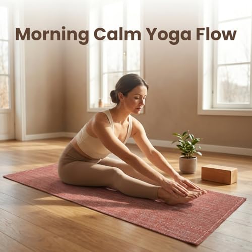 LFH Home Handmade Cotton Yoga Mat Cotton Rug picnic mat For Exercise, Workout, Fitness - Perfect Heavy Quality Eco Friendly Natural Cotton Woven Reversible Yoga Mats for Men & Women - 72x26 Inch. - color: Brown