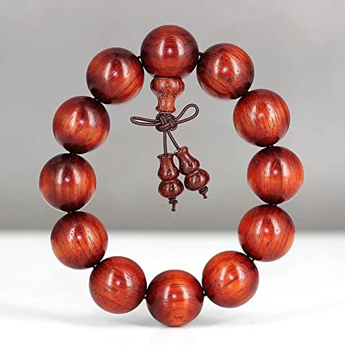 Men Women Buddhist 12 Prayer Mala Beads Sandalwood Bracelet Natural Wood Bead Yoga Meditation String Relieve Anxiety Bracelets - color: Red Sandalwood