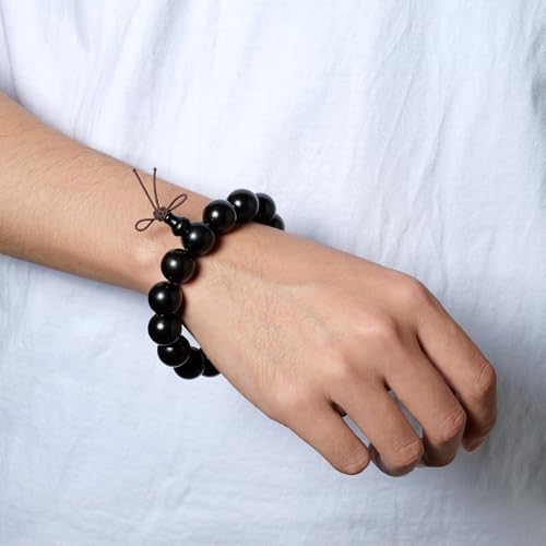 Wooden Prayer Bead Bracelets Traditional Buddhist Mala Bracelet,1pc/pack - size: Dia.15X15pcs, style: HeiTanJG