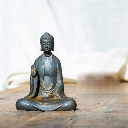 Faceless Buddha Statue - Solid Cast Iron Buddha Figurine, Indoor/Outdoor Zen Decor for Meditation & Spiritual Room - style: Fearless