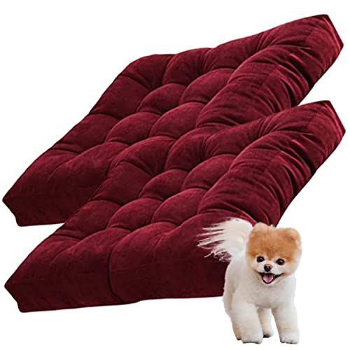 Square Meditation Pillow for Seating on Floor,Solid Thicken Futon Pillow Seat Floor Cushion for Yoga Corduroy Chair Pad (Wine Red 55cm/22in(Set of 2)) - color: Wine Red, size: 55cm/22in(Set of 2)