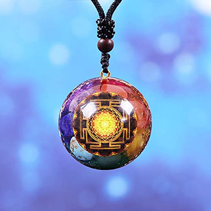 Day Day Up 7 Chakra Gemstone Reiki Energy Crystals Chakra Orgonite Pendant Necklace For Good Luck Yoga Meditation Jewelry - style: orgone pendant