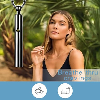 Anxiety Breathe Easy Necklace Mindfulness Breathing Necklace Breathlace Stainless Steel Pendant for Natural Calm & Stress Relief