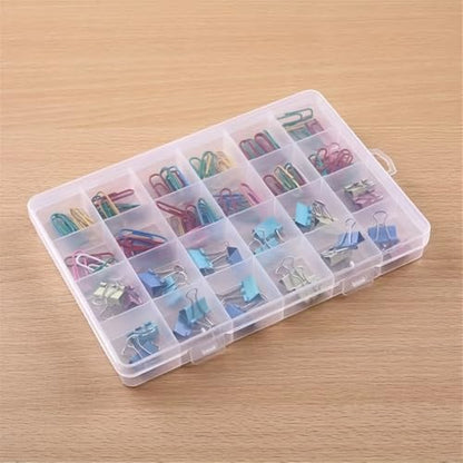Large Capacity 24 Compartments Clear Jewelry Box Organizer - Perfect for Jewelry, Crafts, Beads, and Accessories - Durable Plastic Container with Secure Closure