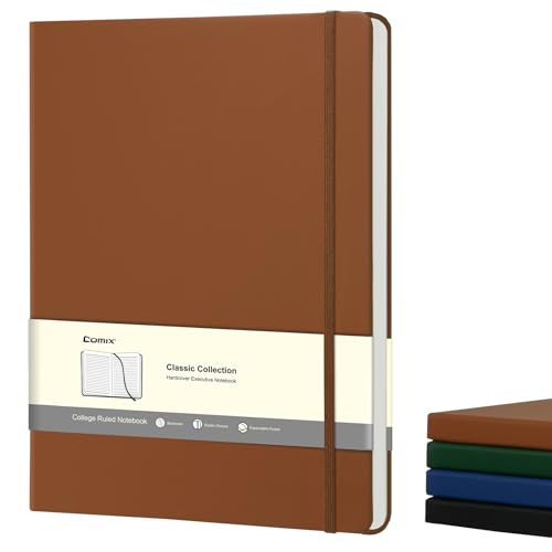 Comix A4 Lined Journal Notebooks, 208 Pages, Large Size-8.5" x 11", Brown, Hardcover Journaling Notebooks for Men & Women- Fits for Office, Business, School, Notes Taking & Writing - color: Brown, size: A4-Lined