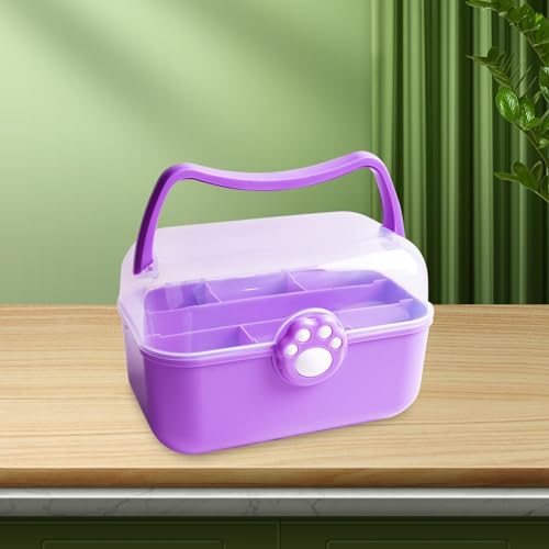 Multipurpose Storage Container Hair Accessories Organizer Lockable Cute with Handle Art Craft Organizer for Headband Earrings, Violet