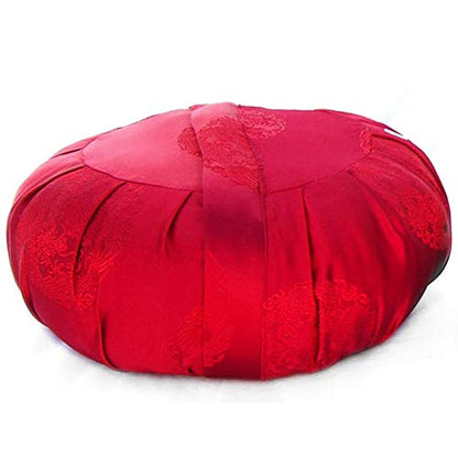 Taraluna - Fair Trade, Organic & Green Gifts Zen Zafu Sitting or Meditation Cushion with Silk Brocade Cover, Red