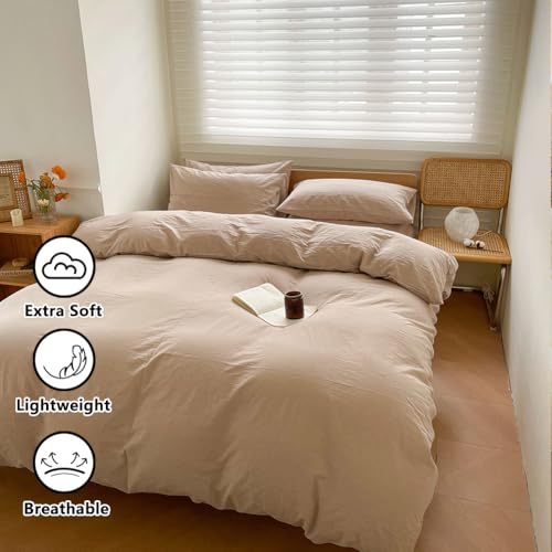 100% Washed Cotton Weighted Blanket Cover, Linen Feel Duvet Cover for Weighted Blanket 60"x80", Plain Simple Cotton Heavy Blanket Duvet Cover (Beige, 60"x80") - color: Beige (No Blanket), size: 60"x80"