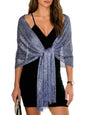 Sumolux Shawls Wraps for Evening Dresses Metallic Glitter Shawls Scarf for Women Sparkling Wedding with Free Buckle - color: Navy Blue