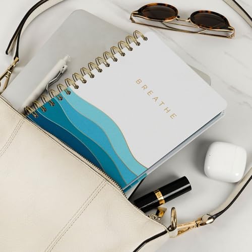 90-Day Guided Mental Health Journal for Anxiety, Mindfulness & Emotional Wellness – Daily Prompts for Self-Care, Self-Reflection, Calm, Stress Relief & Inner Strength (5.9" x 8.7" Spiral Bound) - color: Turquoise, Blue, White