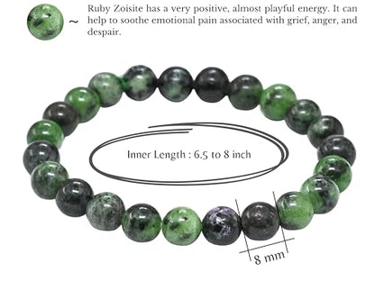 Amazing Gemstone Crystal Bracelet for Women Men's Gifts - Protection Healing Crystal Bracelet - 8mm Gemstone Beaded Stretchable Bracelet Pulseras Para Hombres Mujer Stocking Stuffers Mothers Day Gift (Ruby Zoisite) - color: Ruby Zoisite