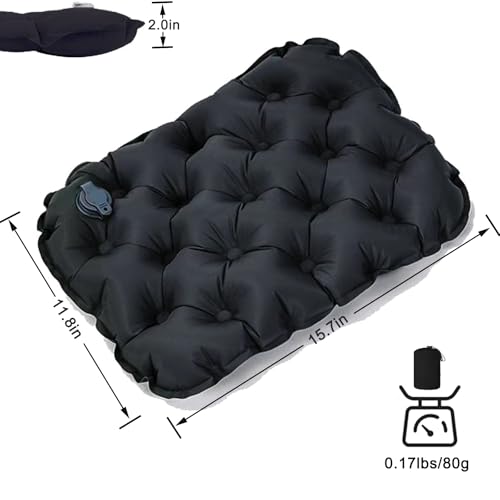 Inflatable Seat Cushion, Lightweight Camping Air Sitting Pad, Waterproof Portable Air Cushion for Climbing Hiking Office Airplane Car Stadium Seat (Black) - color: Black