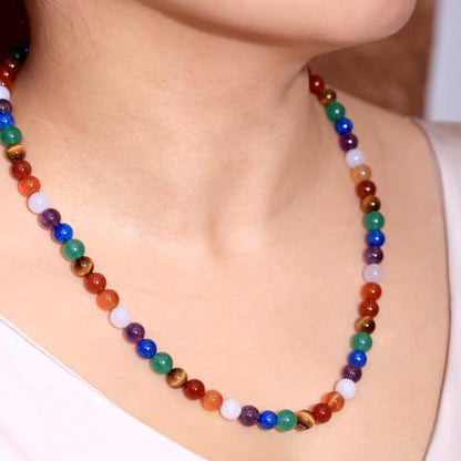 7 Chakra Beaded Necklace Protection and Spiritual Crystals and Healing Stones Necklaces for Women Balance Meditation Anti Anxiety Jewelry Gifts Unisex - style: Bohemian