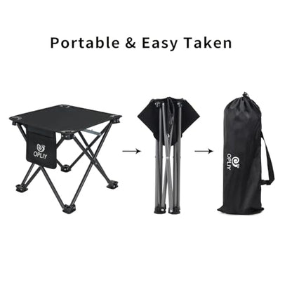 Opliy Camping Stool Upgrade Foot Stool for Camping Fishing Hiking Gardening and Beach, Camping Seat with Carry Bag (Black) - color: Black
