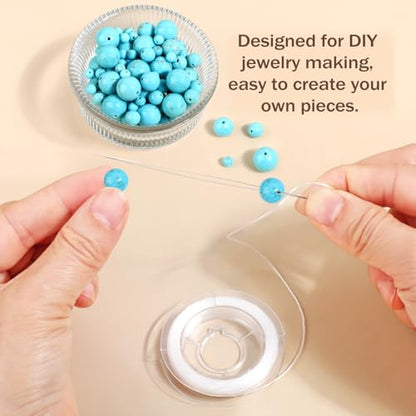 AD Beads 8mm Natural Round Loose Beads 110 Pieces, for Making 108 Mala Prayer Beads Necklace, Bracelet & Yoga Meditation, Jewelry Design （Blue Turquoise） - color: Blue Turquoise, size: 8mm-110pcs