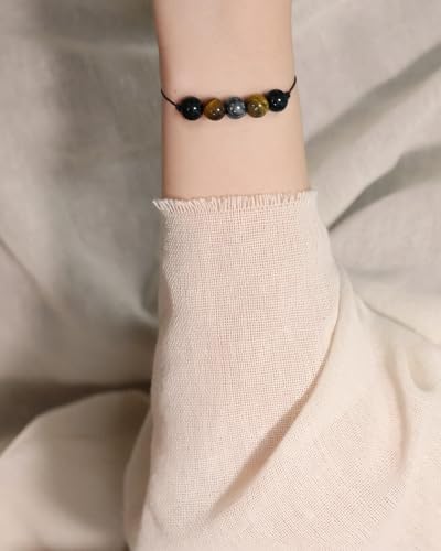 yfstyle Crystal Healing Stones Bracelets for Women & Men - Amethyst Anxiety Protection Bracelets - Natural Gemstones Jewelry Gifts - color: Protection
