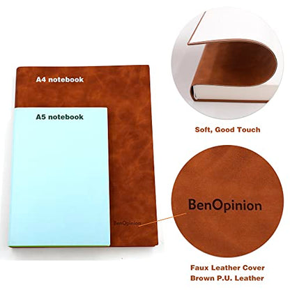 Large Lined Notebook Journal for Writing, Soft Faux Leather Cover, 100GSM Papers, 320 Pages, A4 8.4x11.4 inches Note Book for Work Men Business (Brown,Ruled) - color: Brown,Ruled