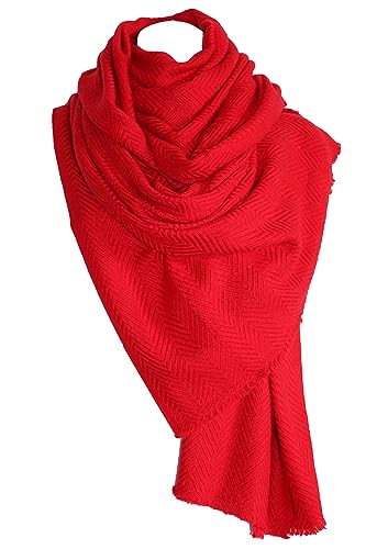 Handwoven Shawl Wraps Large Stole 8 ply Exclusive Premium Quality Wool Handmade in Nepal Pashmina Scarfs for Women And Men - color: Red