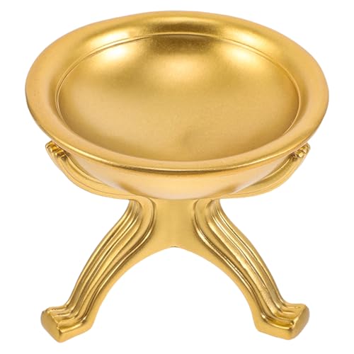 OSALADI Gold Religious Prayer Bowl Altar Offering Bowl Hand-painted Resin Decorative Statue for Meditation and Festive Home Tabletop Sacrificial Supplies