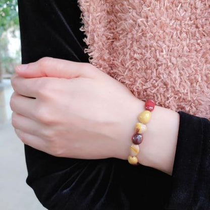 Adabele 1pc Natural Stretch Gemstone Bracelet 7mm-10mm Free Form Bead 7 Inch 7.5 Inch Healing Crystal Engergy Quartz Chakra Jewelry Women Birthday Gift - color: Mookaite Jasper, size: 7.5 Inch (bead size 7-10mm)