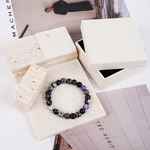 Natural Energy Healing Stone Charm Bracelet 8mm Natural Energy Healing Lava Rock Bracelet - Unisex - color: ZLY-Mixed color agate