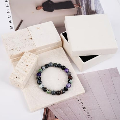 Natural Energy Healing Stone Charm Bracelet 8mm Natural Energy Healing Lava Rock Bracelet - Unisex - color: ZLY-Mixed color agate
