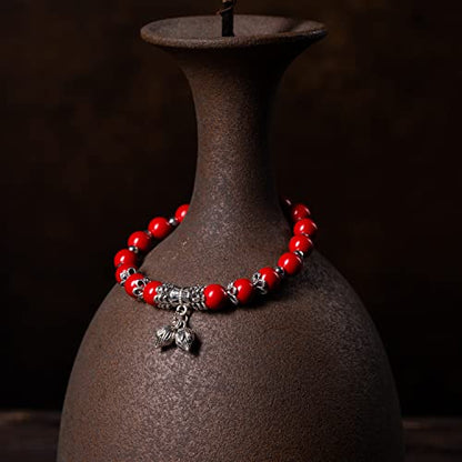 Natural Stretch Gemstone Bracelet Healing Stone Beaded Bracelets for Women Men Gifts (Unisex) - color: red cinnabar