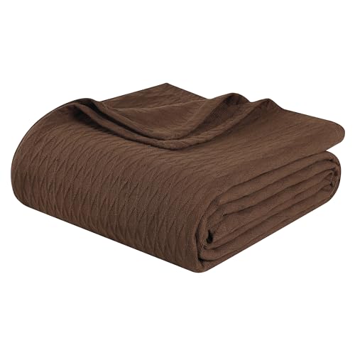 Superior Diamond Weave All-Season Cotton Blanket, Cover for Home, Couch, Bed, Soft, Warm Blankets, Boho Aesthetic, Comfy, Cozy, and Cute Covers, Decorative Bedding Essentials, Throw Size, Chocolate - color: Chocolate, size: Throw