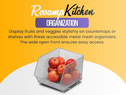 YBM Home Kitchen Pantry Organizer Wire Baskets for Shelves, Cabinets, Pantry, Countertop, Mesh Open Storage Bin Metal Basket for Organizing Food Supplies, 2 Pack - size: 14x10x8.8