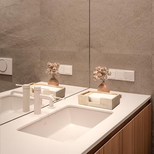 Guest Towel Holder Natural Travertine Bathroom Napkin Holder Luxe Stone Napkin Holder for Bathroom,Stylish Guest Towel Holder Tray for Bathroom Vanity Toilet Dining Table, Beige - size: 9.5 x 5.4 Inch