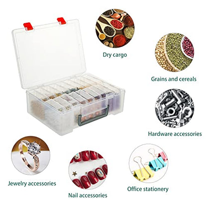 18 Pieces Small Plastic Craft 0rganizers and Storage, Transparent Box with Hinged Lid for Storage of Jewelry, Diamonds, DIY Art Craft Accessory